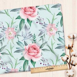 Ткань футер 2-х нитка утонченные розы