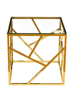GY-ET2051214GOLD Стол журнальный прозр.стекло/золото 50*50*50см