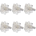 Набор колец для салфеток 6шт «Пуансеттия»4,5*4,5см, серебро