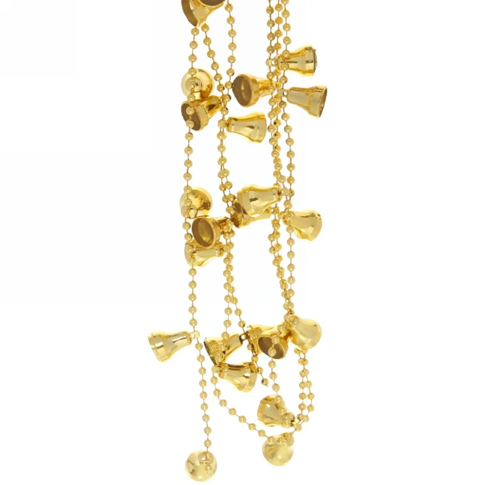 Бусы на ёлку 1,5м «Колокольчики» 2см, Золото