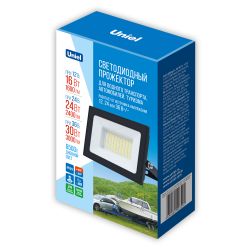ULF-F70 30W-6500K IP65 12-24-36V BLACK Прожектор светодиодный. Дневной свет 6500K. Корпус черный. TM Uniel