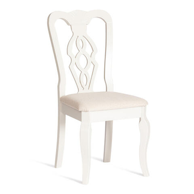 Стул - Афродита/ Aphrodite дерево гевея, 46х54х99см, Ivory white, ткань кремовая с рисунком (А04)