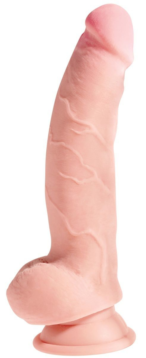 Телесный фаллоимитатор на присоске 8" Triple Density Fat Cock with Balls  - 24,1 см.