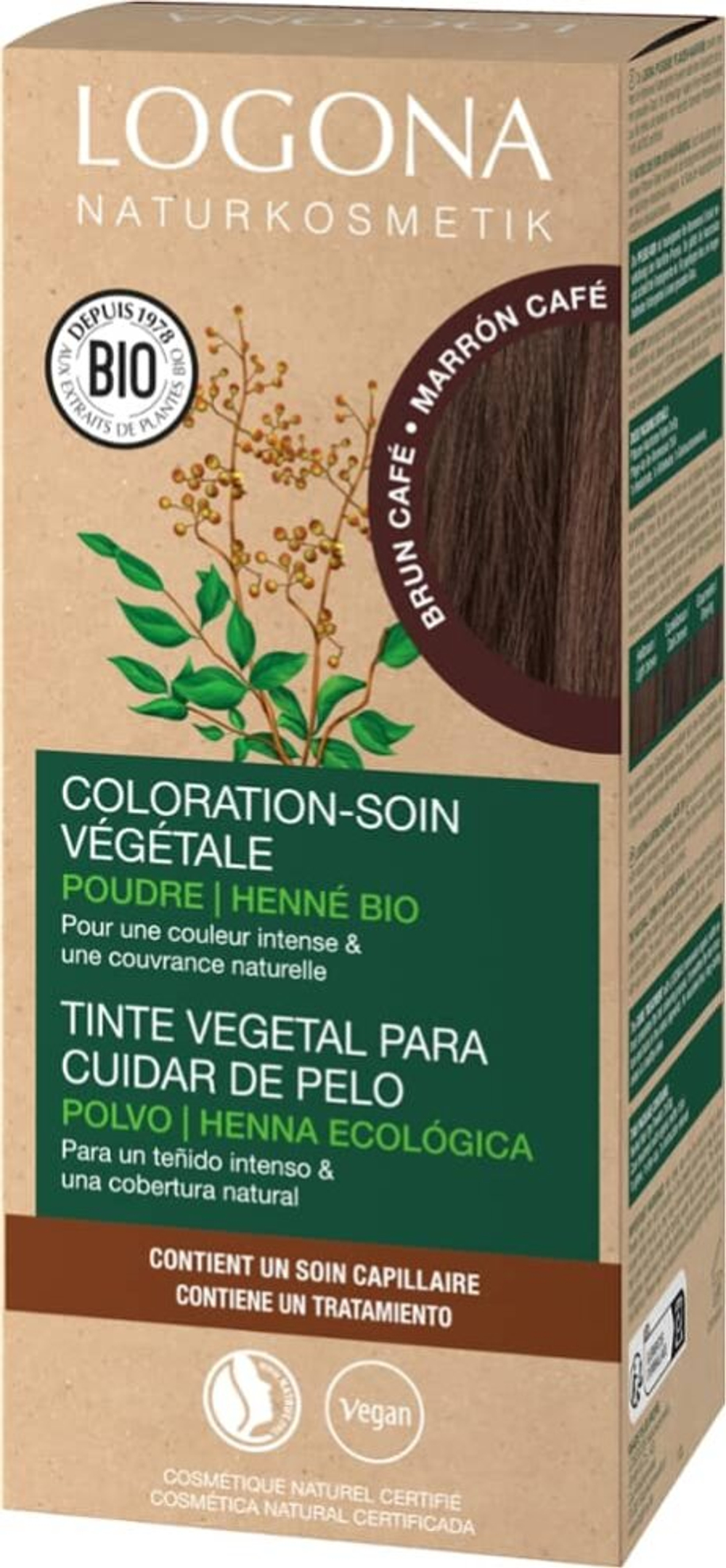 Краска для волос Logona, кофейно-коричневый цвет, 100 гр