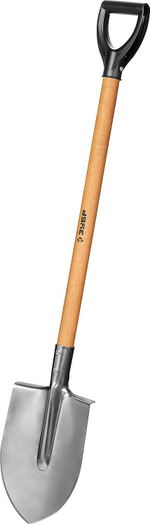 Лопата ″Мастер-НС″ штыковая из нержавеющей стали, деревянный черенок, с рукояткой, ЗУБР