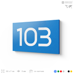 Номер на дверь квартиры 103, табличка на дверь офиса, кабинета, аудитории, склада, голубой 120х70 мм, Айдентика Технолоджи