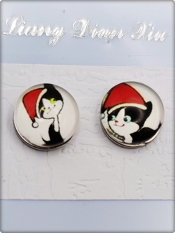 Клипсы на магнитах "Новогодние коты" без прокола ушей.