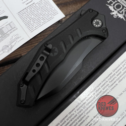 Складной нож НОКС Мангуст-2 336-708406 (Black Red) c клинком из стали D2, рукоять G10