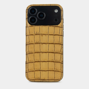 Чехол-накладка для iPhone 17 Pro Max из кожи аллигатора, бежевого цвета винтаж