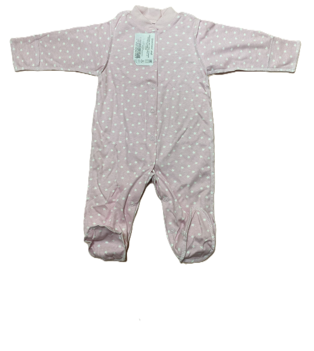 Комбинезон №1 с закрытой ножкой на кнопках из интерлока (100% хлопок) с антицарапками и швами наружу на рост 62 см