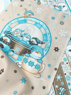 Полотно вафельное 50 см Тейково "Снеговики в кружках"