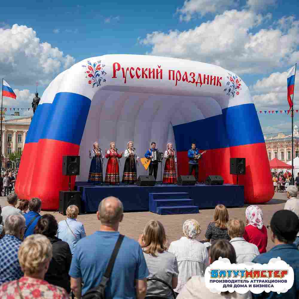 Надувная сцена для мероприятий «Русский Мир», 6×4×4 м