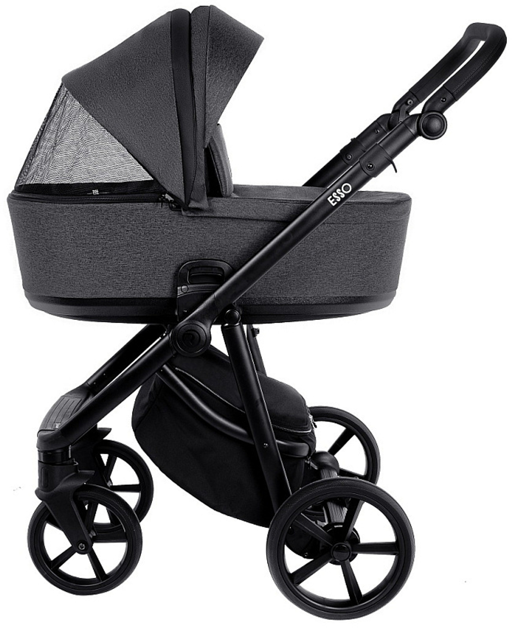 Детская коляска Roan Esso 2025 3 в 1 с автокреслом Tutis Elo Lux Black ESS114/1 Grey/Black