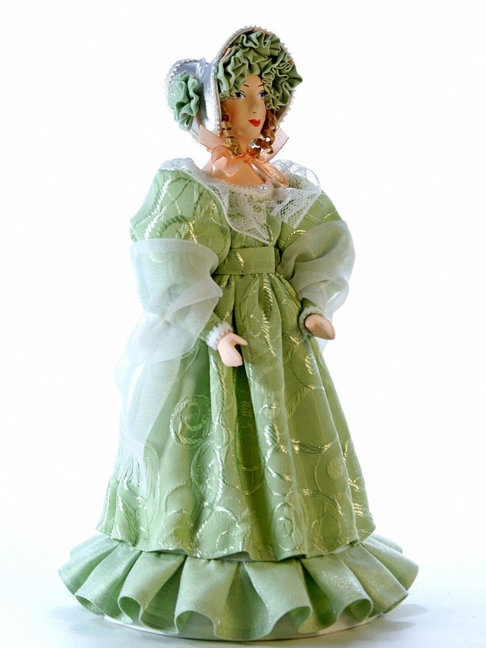 Кукла фарфоровая Пушкинская дама в летнем платье 19 века