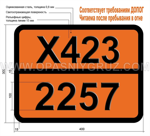 Табличка Опасный груз X423-2257 КАЛИЙ