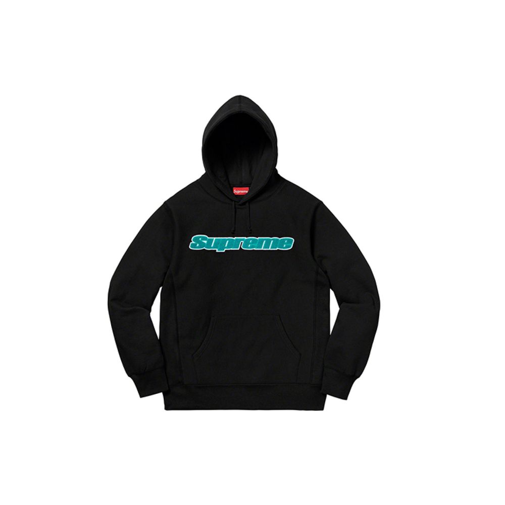 Supreme SS19 Chenille Hooded Sweatshirt Black Logo