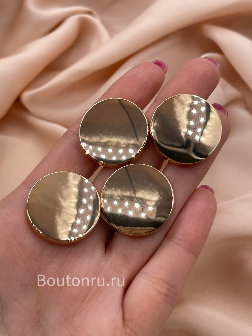 Пуговицы плоские глянцевые золото на ножке