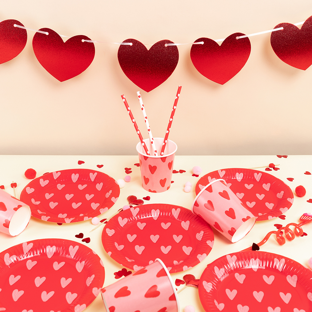 Гирлянда бумажная «Сердца» в красном цвете с блеском, 300 см