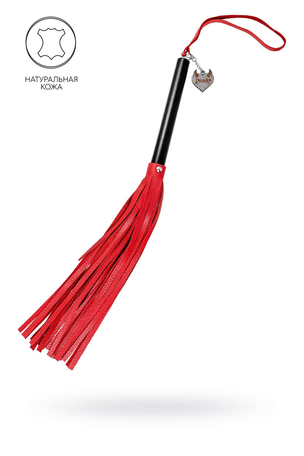 Красно-черная кожаная плеть - 50 см. (Цвет: красный с черным)
