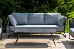 "Багамы" лаунж-зона 5-местная плетеная из роупа (веревки), каркас алюминиевый темно-серый, роуп серый