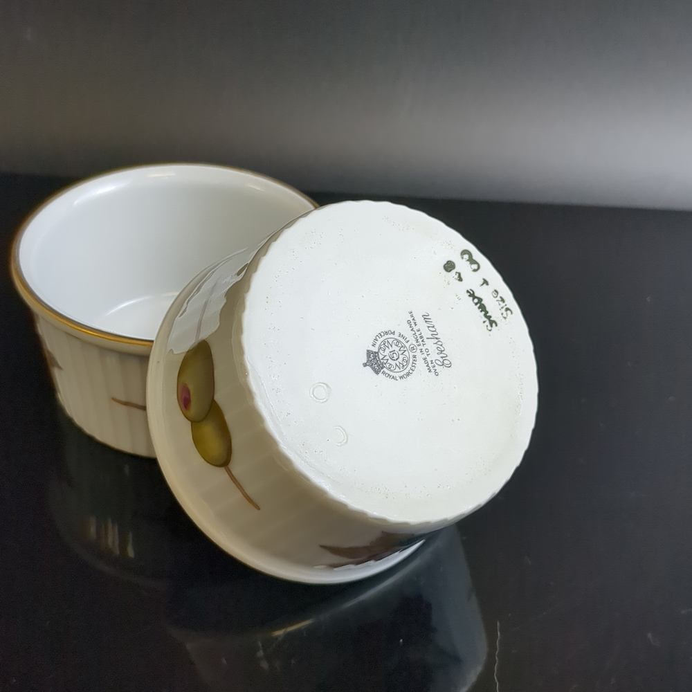 Набор из 6 жаропрочных рамекинов (формочек для духовки), Англия, Royal Worcester, рифлёные стенки, рисунок, винтаж времен СССР