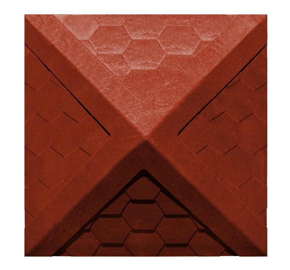 Полимерно-песчаный колпак на заборный столб, 2 × 2 кирпича, 535 × 535 × 43, «Гибкая черепица» (терракотовый)
