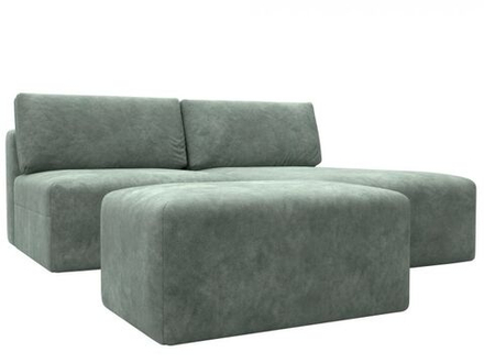Диван угловой модульный с пуфом Лига-060 НПБ угол универсальный, BRUT 08 зеленый, Велюр, 129695