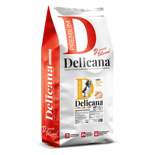 Delicana корм сухой для взрослых собак средних пород курица, овощи