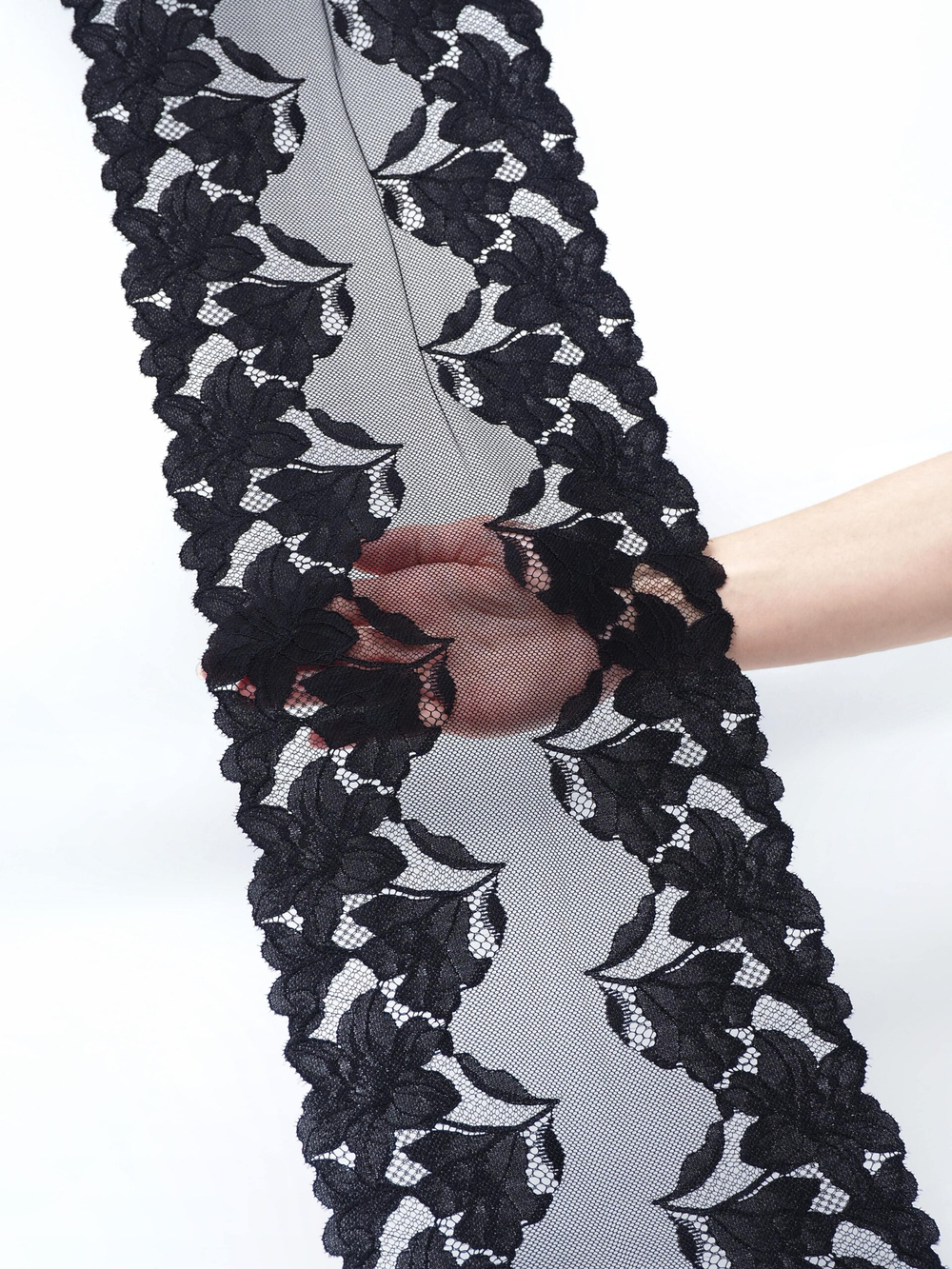 Эластичное кружево для белья черное ширина 22 см