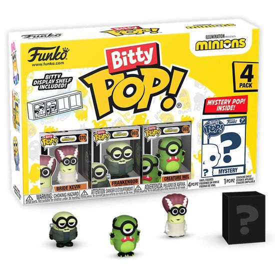 Фигурка Funko Bitty POP! Minions Bride Kevin+Frankenbob+Creature Mel+Mystery (1 of 4) 4PK 73036 / Фигурка Фанко ПОП! по мотивам мультфильма "Миньоны"