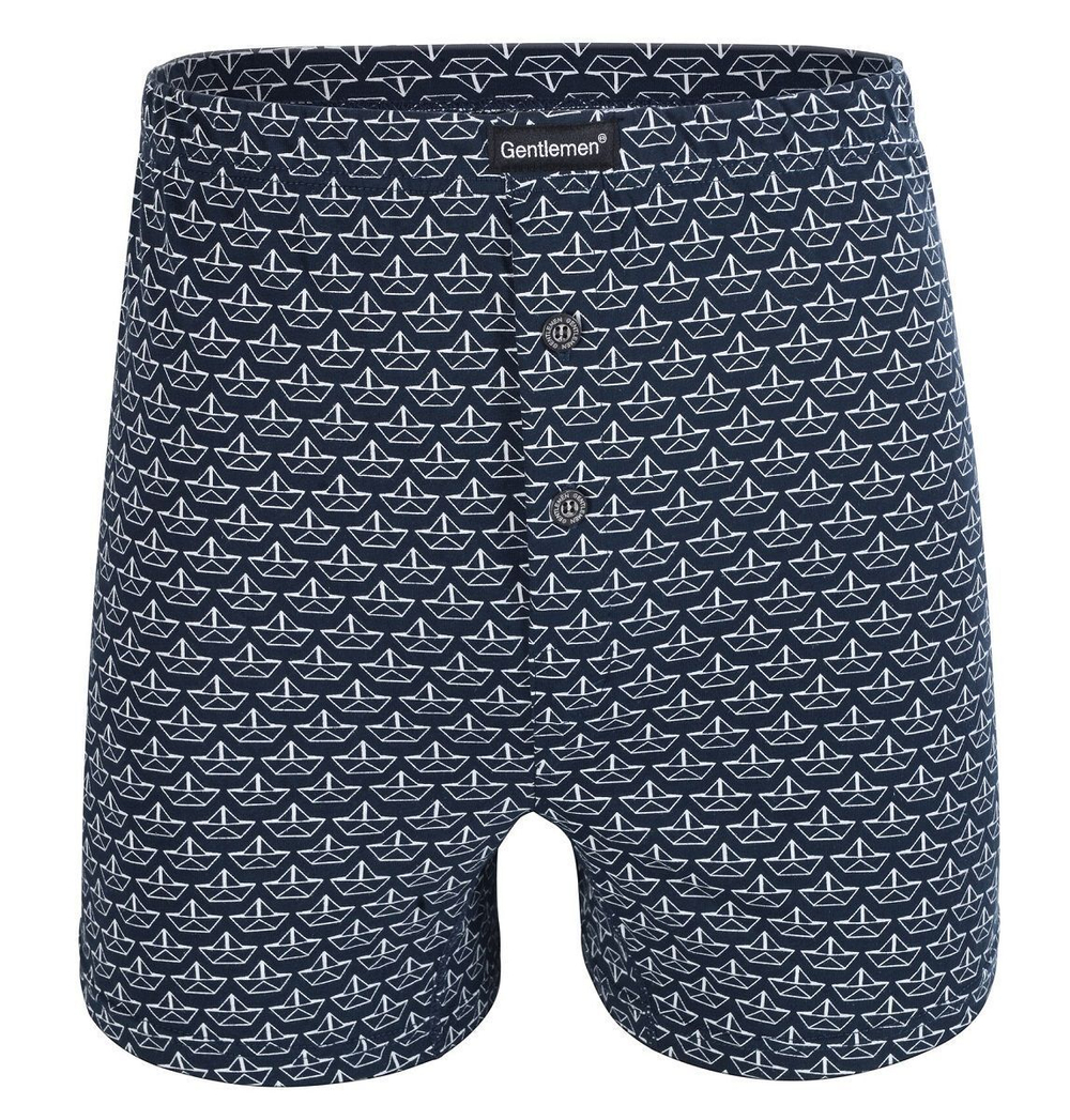 Хлопковые боксеры с принтом в виде бумажных корабликов (Размер: XL) (Цвет: темно-синий)