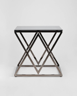 Журнальный стол 55*55 ИНСИГНИЯ сталь темный хром стекло smoke