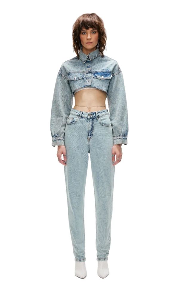 Джинсы Прямые винтажный голубой - фото 1