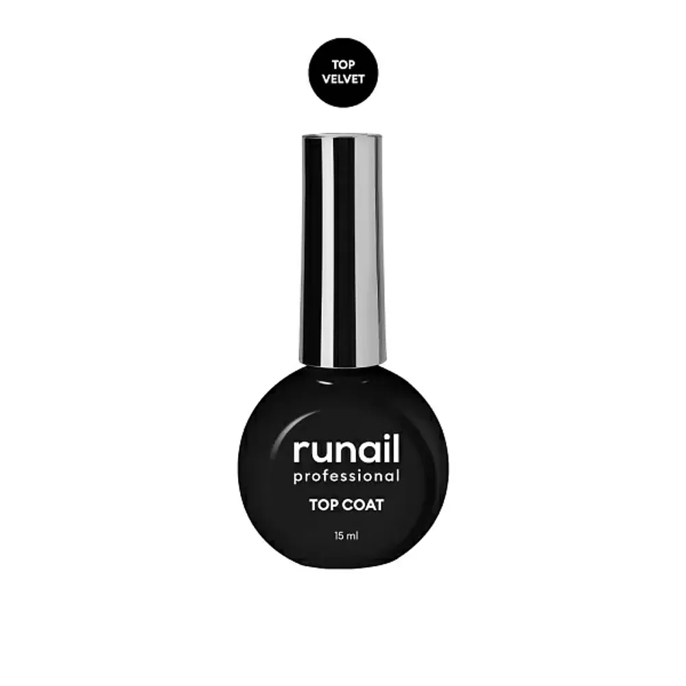 Бархатный топ TOP COAT VELVET с липким слоем, RuNail 15мл