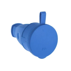 Розетка переносная 16-005, 16 А, 250 В, IP44, с з/к, с заглушкой, каучук, синяя