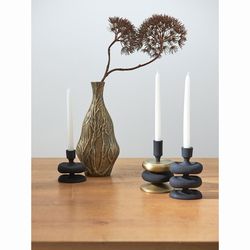 Подсвечник Stone, 17 см, черный/античная латунь