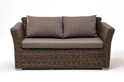 "Капучино" диван из искусственного ротанга (гиацинт) двухместный, цвет коричневый