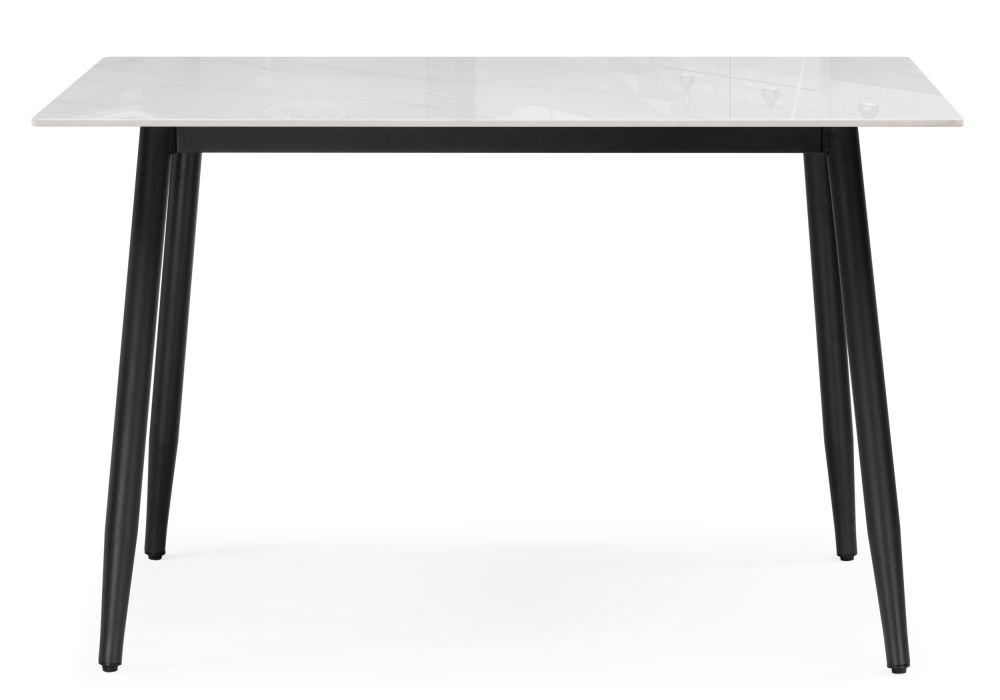 Керамический стол Woodville Rion 120 белый мрамор, черный, ножки черные