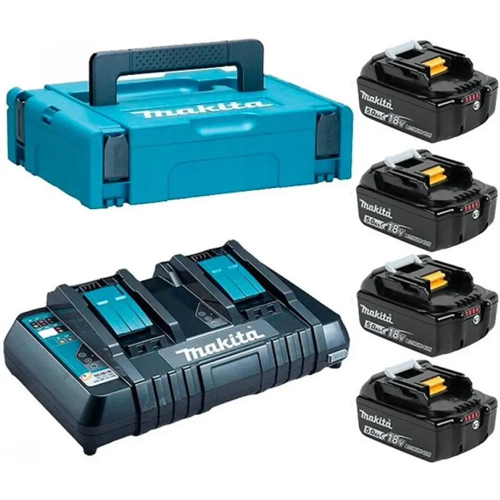 Набор аккумуляторов BL1850B+DC18RD+MakPac Makita 198312-4