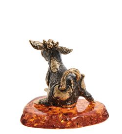 Народные промыслы AM-3006 Фигурка «Корова» (латунь, янтарь)