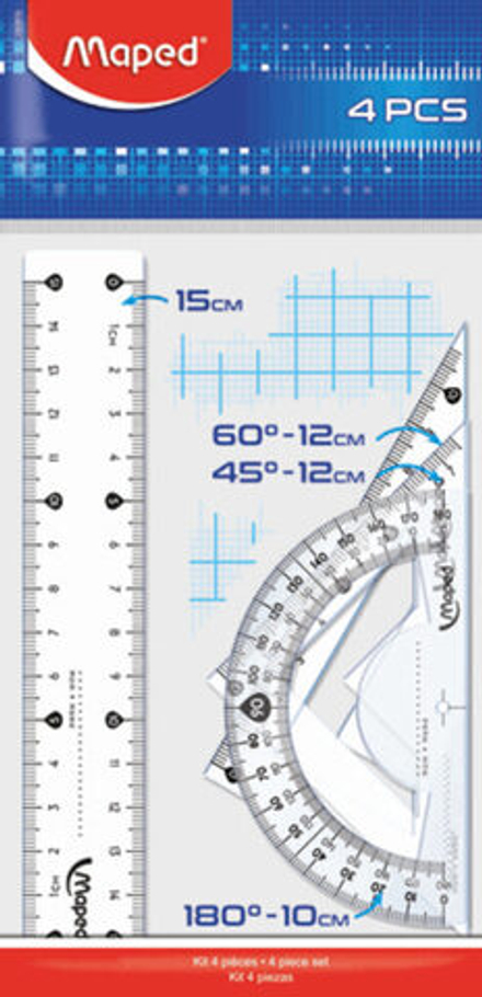 Набор геометрический START (лин. 15см, угольник 15см, транспорт. 10см)