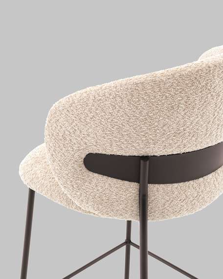 Стул полубарный Блейз букле капучино, каркас серо-коричневый