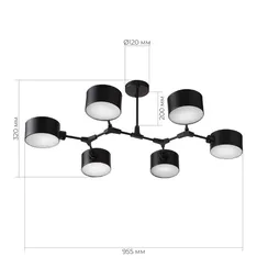 SLE183402-06 Светильник потолочный Черный/Черный E14 6*60W ДЖИМЕНТО