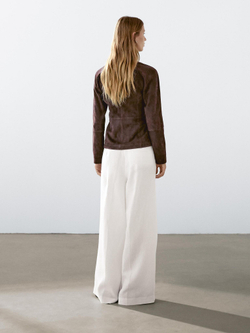 Massimo Dutti Костюмные брюки из 100% льна с защипами, белый