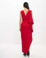Платье c воланом из джерси красное