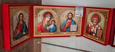 Складень барх.тр. 16*28 Ангел Хранитель-Спаситель-Казанская БМ-Николай Чудотворец №5 (Ков) 11003367