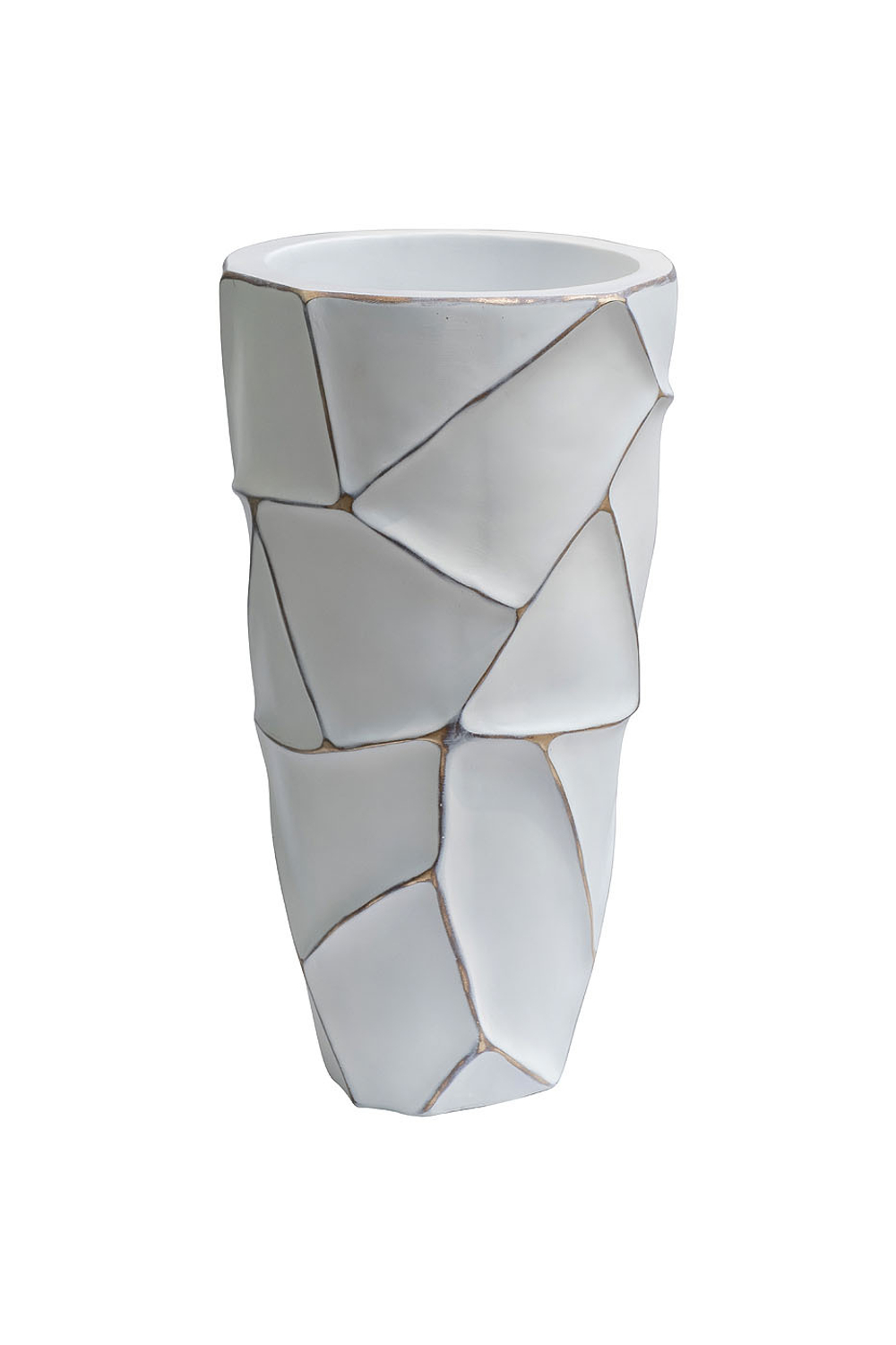 Кашпо для цветов напольное 26x48см Garda Decor белое с золотым декором