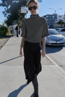 ZARA КОМБИНИРОВАННОЕ ПЛАТЬЕ МИДИ, МЯГКИЙ СЕРЫЙ