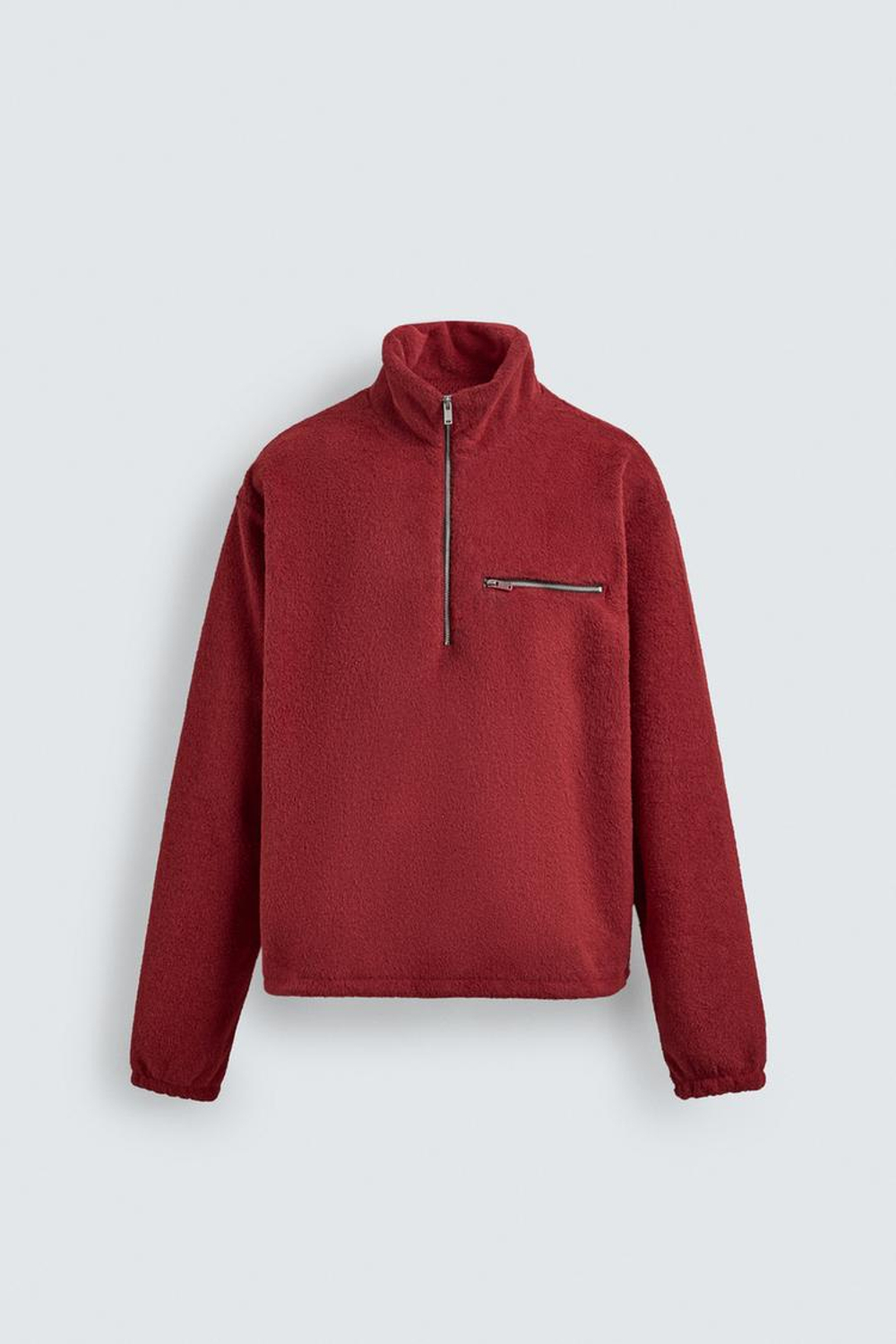 ZARA ТОЛСТОВКА ИЗ ПОЛАРФЛИСА С ВОРОТНИКОМ НА МОЛНИИ, КРАСНЫЙ