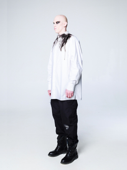 Рубашка "Смородина" с окрашиванием. Бело-черная